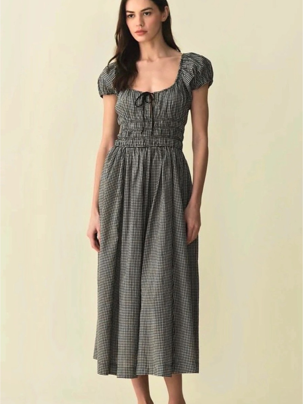 DÔEN quinn Dress Gingham Midi Dress Black & White XS